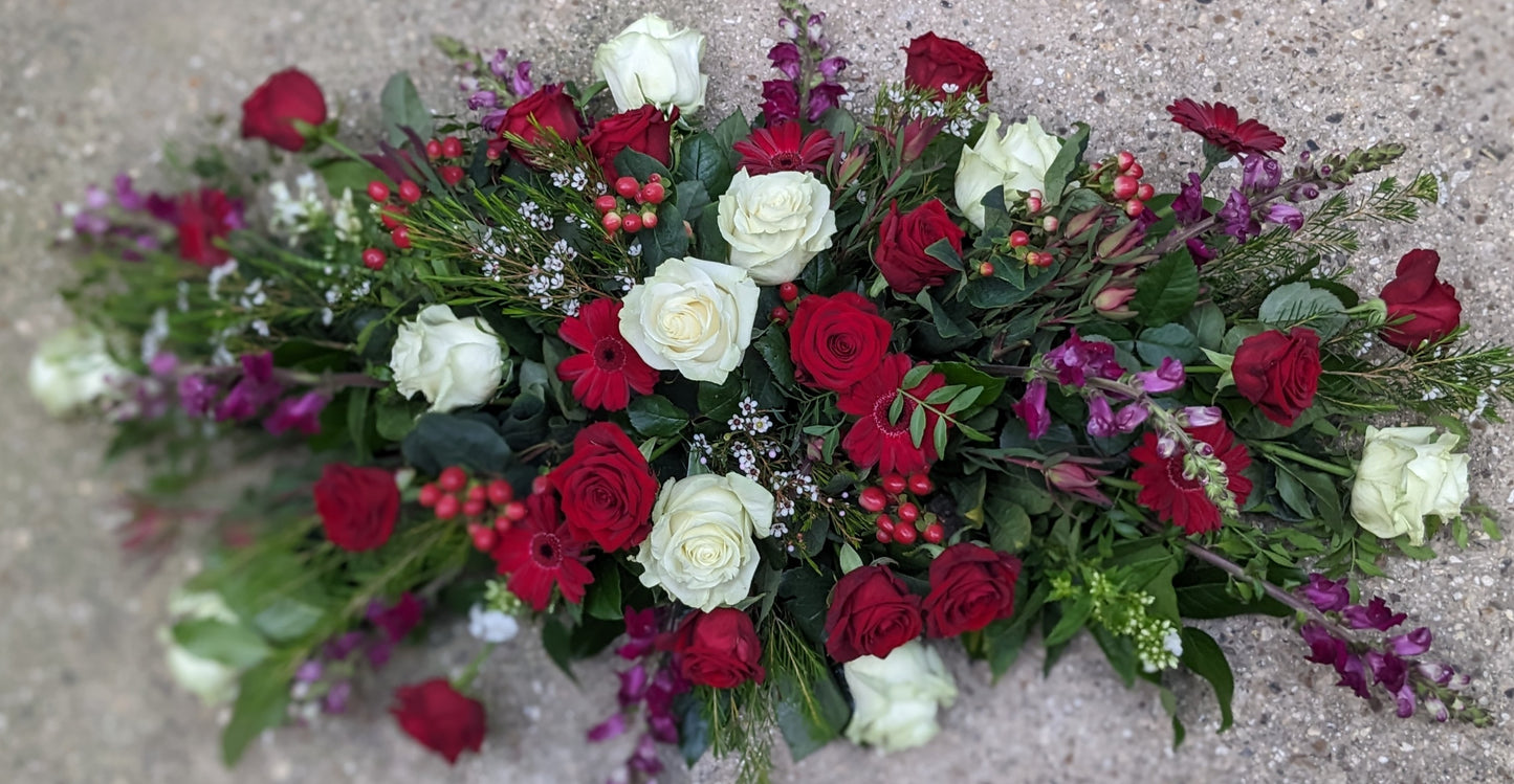 Red and White double ended spray - Quality Flowers from Ann's Flowers - Just £45! Shop now at Ann's Flowers
