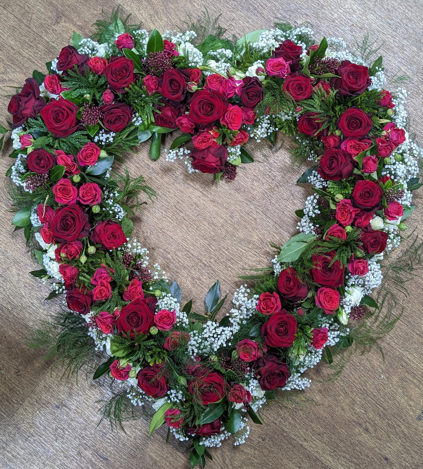 Rose and Gypsophila Heart - Quality Flowers from Ann's Flowers - Just £95! Shop now at Ann's Flowers