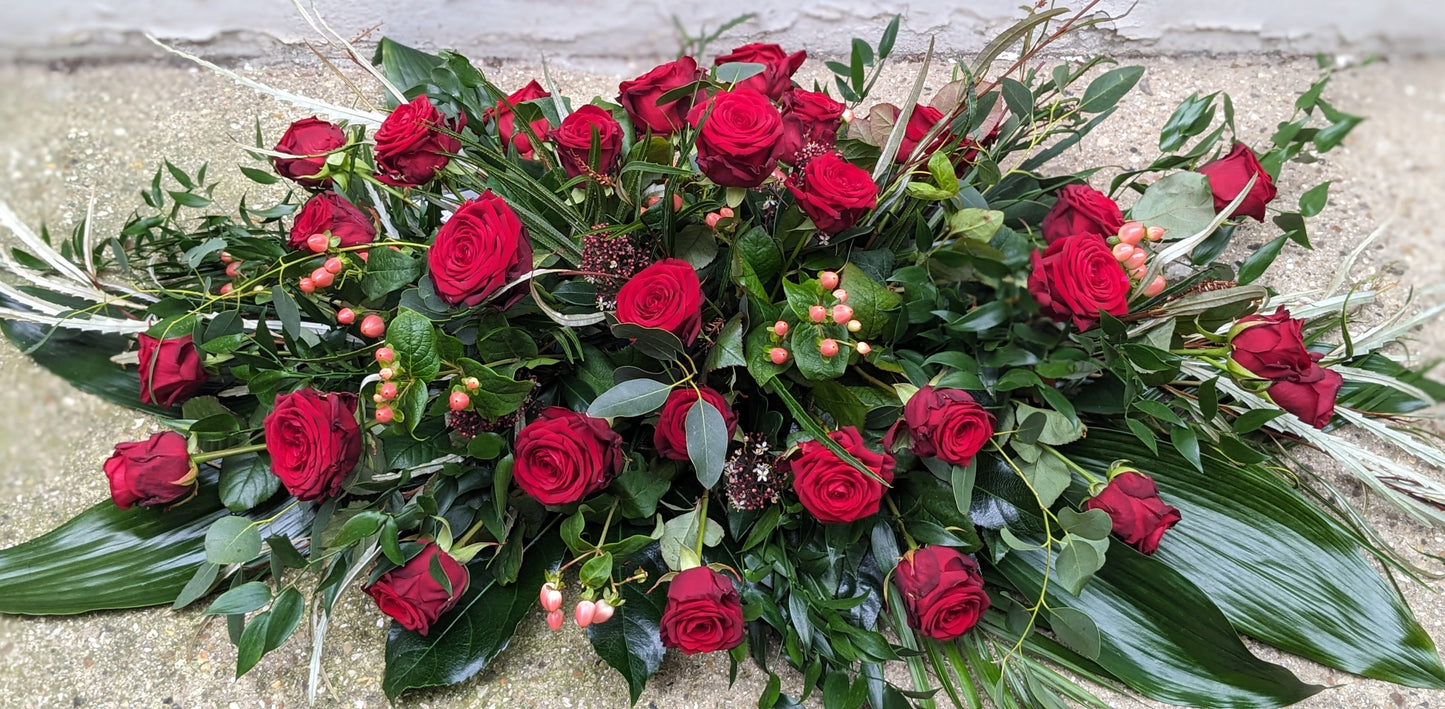 Red rose casket - Quality Flowers from Ann's Flowers - Just £150! Shop now at Ann's Flowers