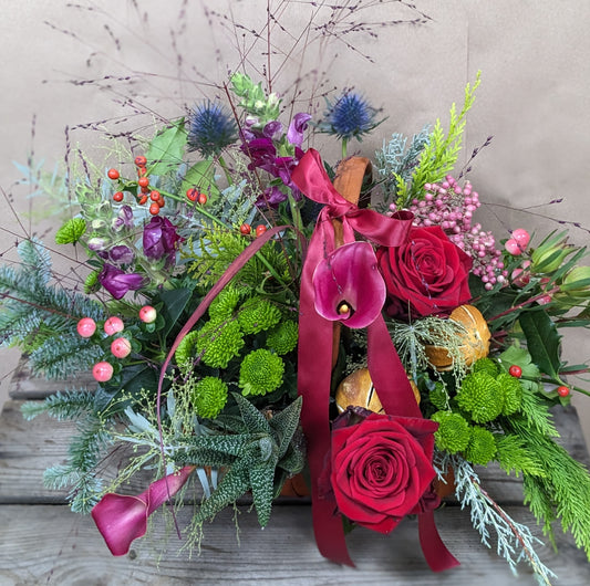 Basket arrangement Rudolph - Quality Flowers from Ann's Flowers - Just £48.50! Shop now at Ann's Flowers